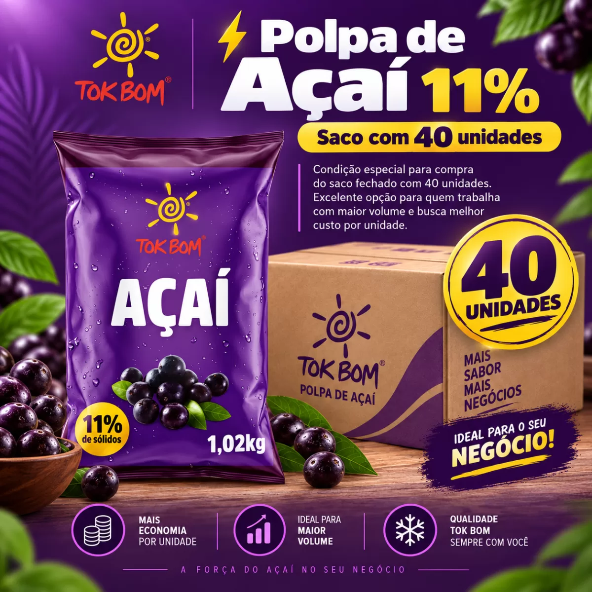 Polpa de Açaí 11% – Saco com 40 unidades