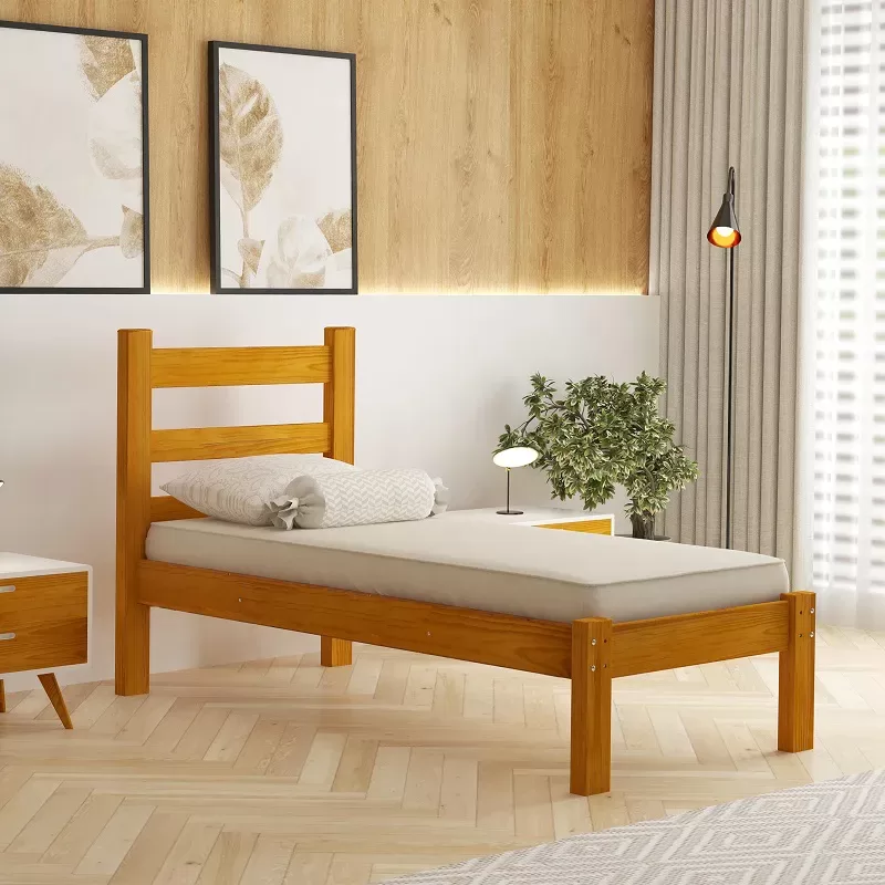 CAMA DE MADEIRA MACIÇA RUBI SOLTEIRO
