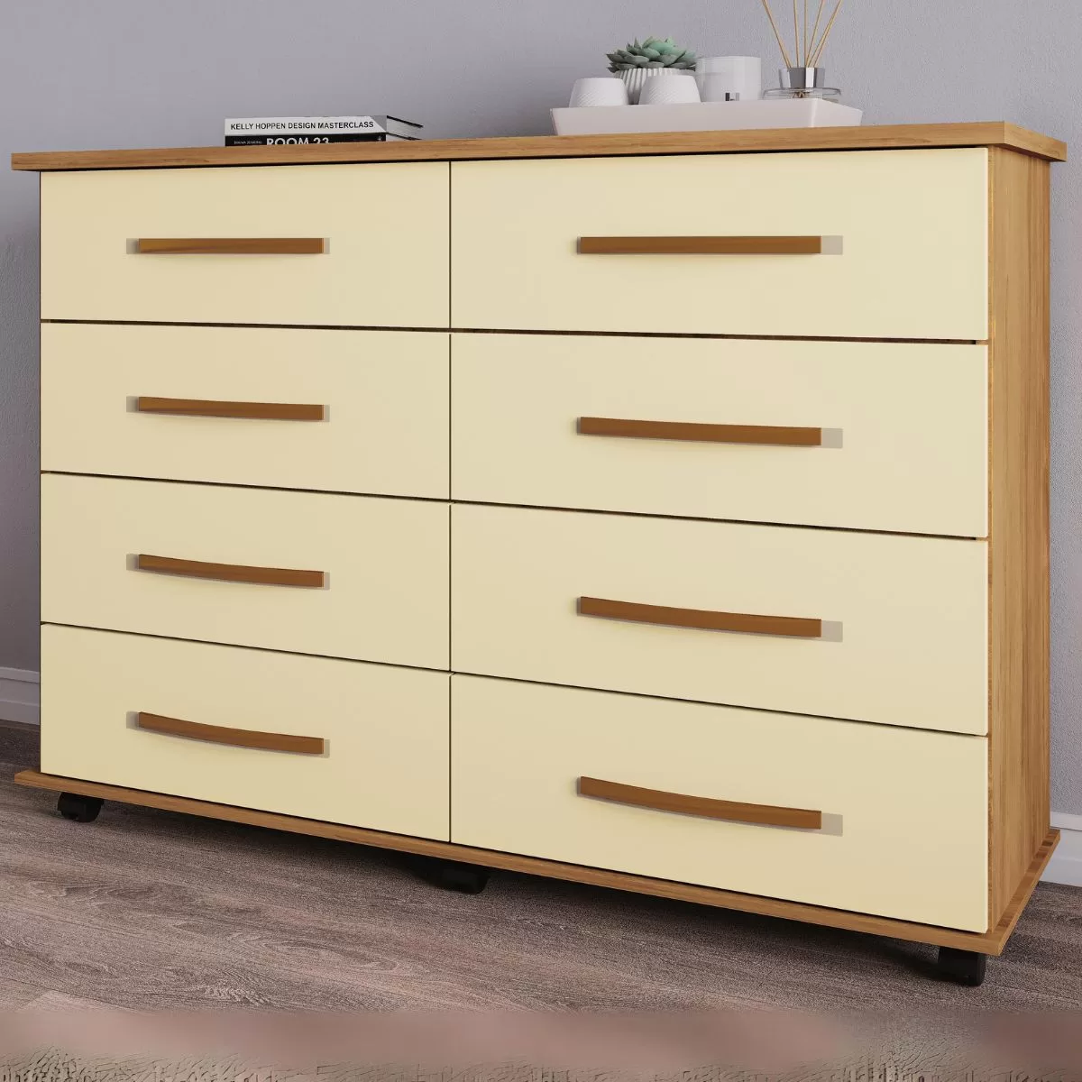 Comoda Jade 8 gavetas C/rodas