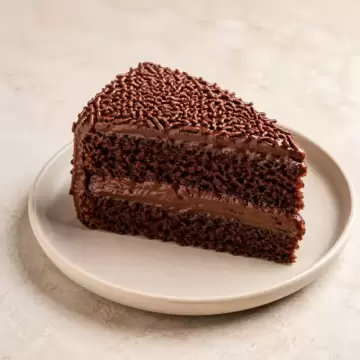 Fatia de Bolo de Chocolate com Brigadeiro